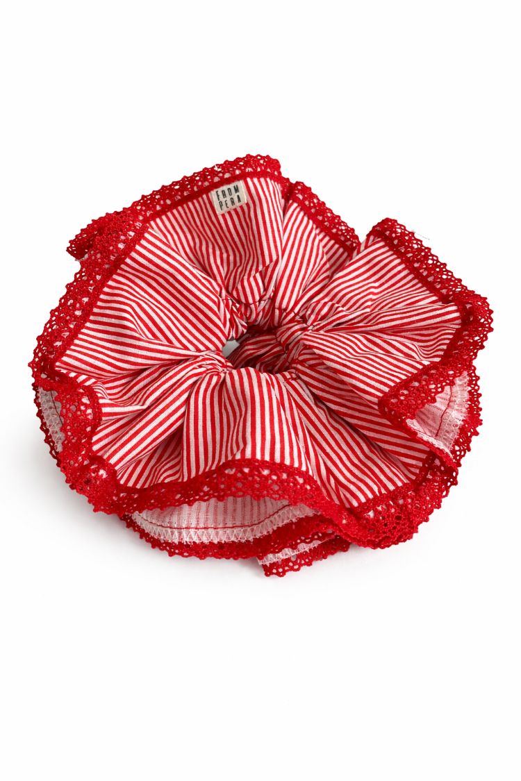From Pera Rouge Stripe Premium Lastikli 4 Katmanlı Toka