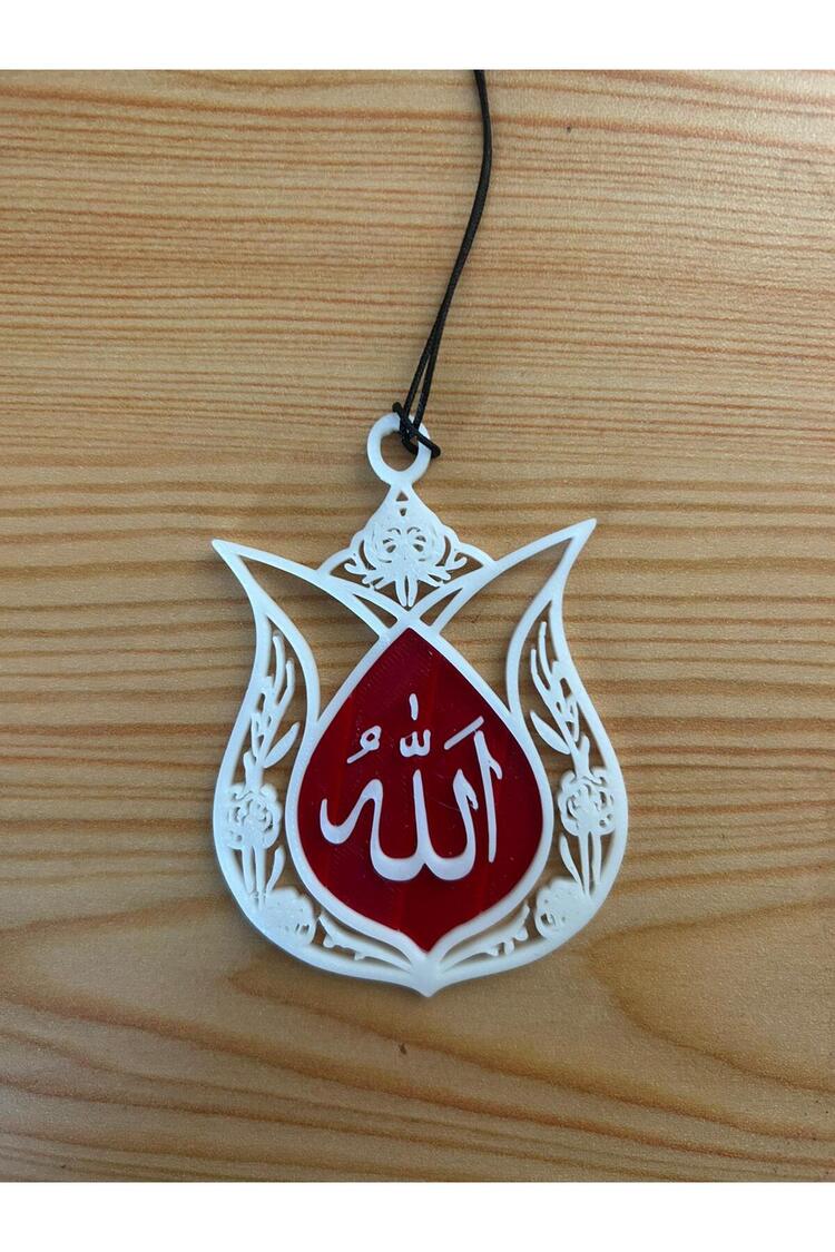 Lale İçinde Allah Yazılı Araç Ayna Süsü - 68681000012