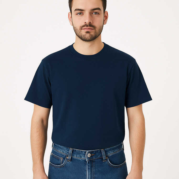 Oversize Tişört Erkek Kısa Kollu lacivert