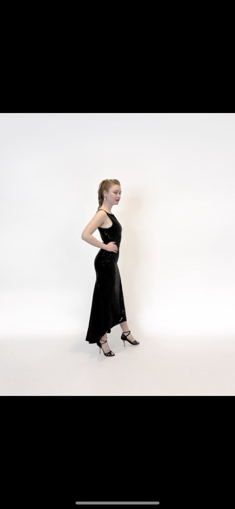 *Black Sequin Open Back Midi Dress*