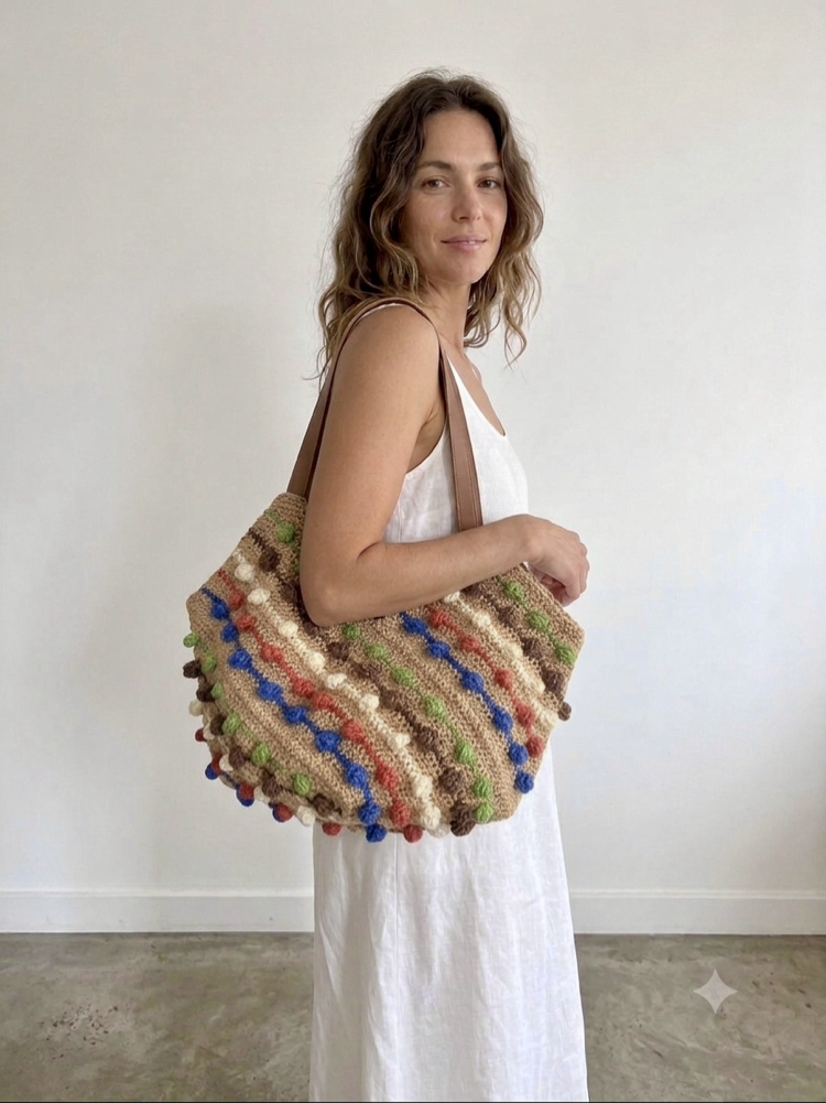 El Örgüsü Kağıt İp Bulmaca Çanta - Renkli Puzzle Bag