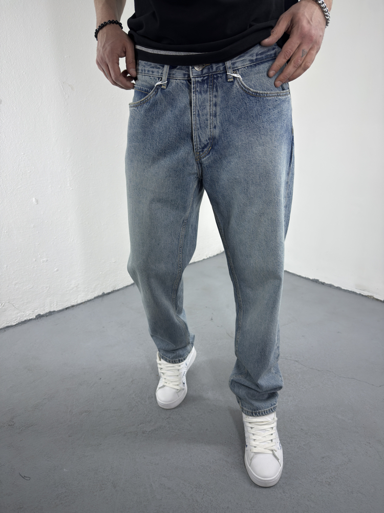 Yıkamalı Mavi Baggy Jean 