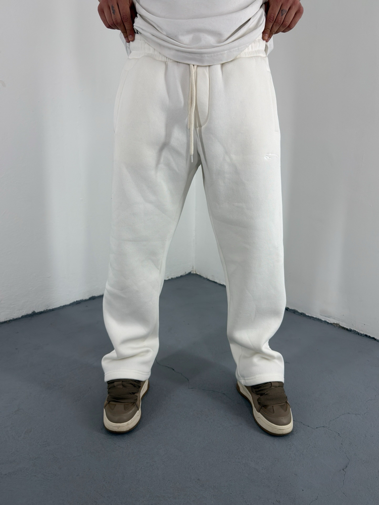 Yanı Şeritli Baggy Eşofman Beyaz (ŞARDONLU)