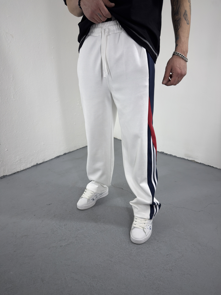 Şerit Detaylı Baggy Eşofman beyaz