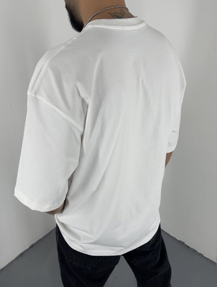 Basic OverSize T-Shirt (Kalın Kumaş) beyaz
