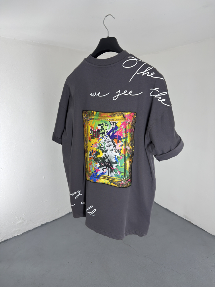 Patch Yamalı OverSize Tee Gri
