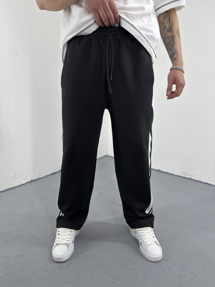 Şerit Detaylı Baggy Eşofman Siyah