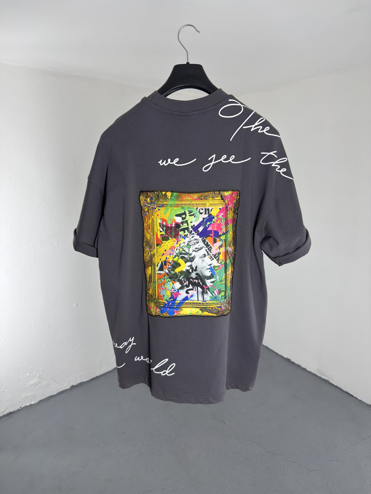 Patch Yamalı OverSize Tee Gri