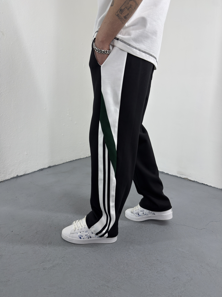 Şerit Detaylı Baggy Eşofman Siyah