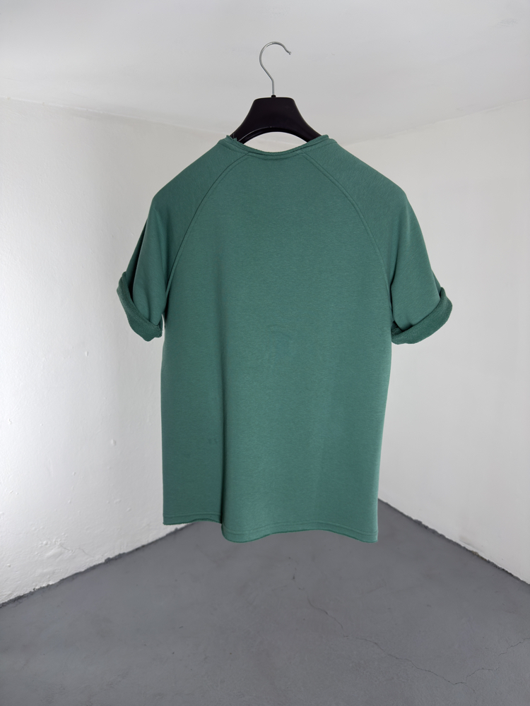 Lazer Kesim OverSize T-Shirt yeşil
