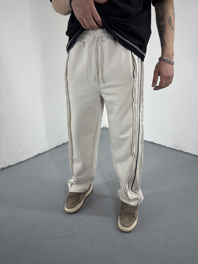 Strip Parallel Baggy Eşofman Krem