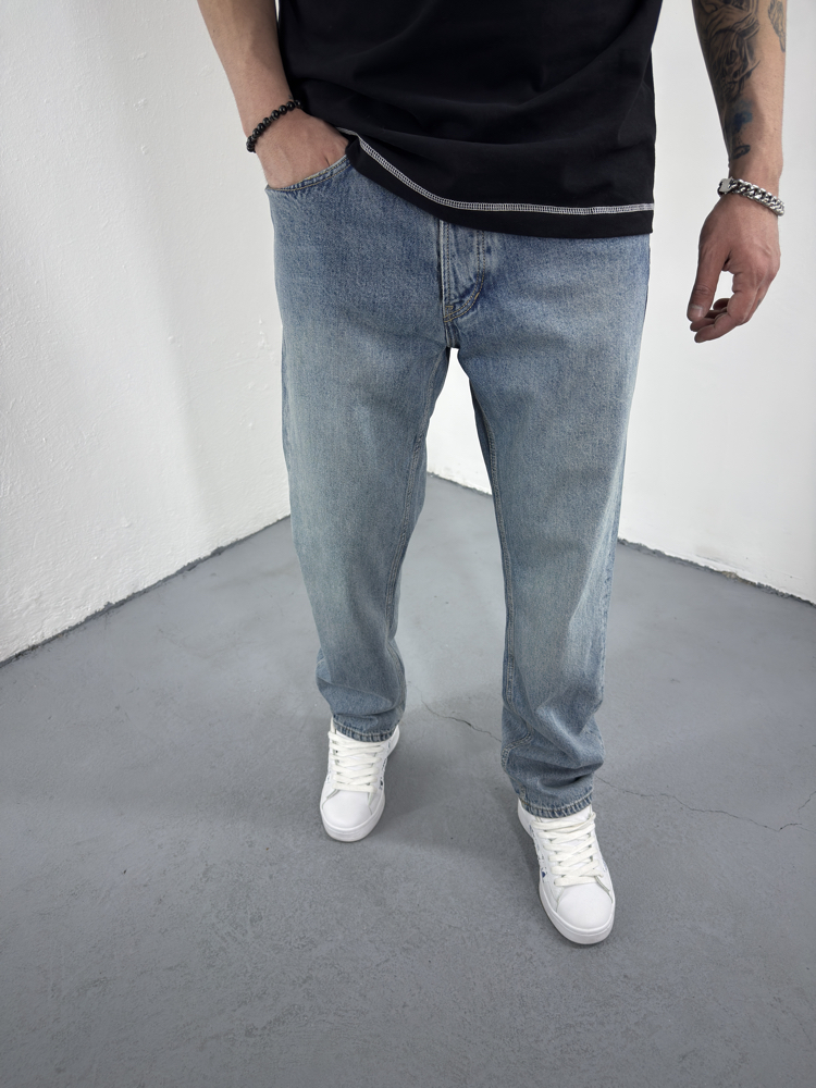 Yıkamalı Mavi Baggy Jean 