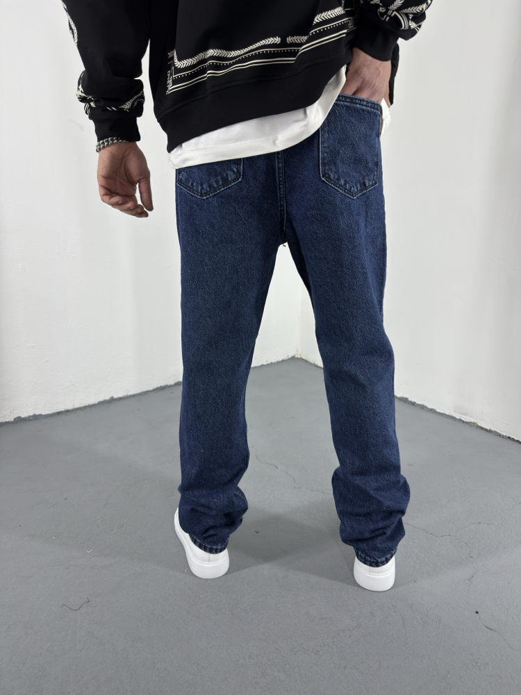 Baggy Jean Lacivert Yıkamalı