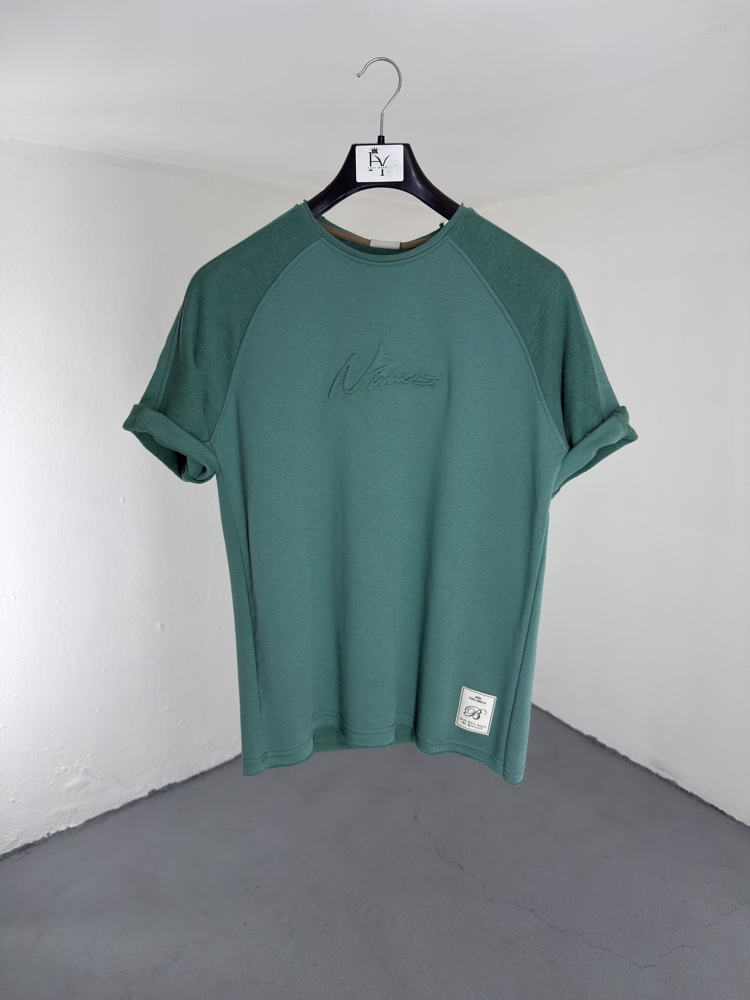 Lazer Kesim OverSize T-Shirt yeşil