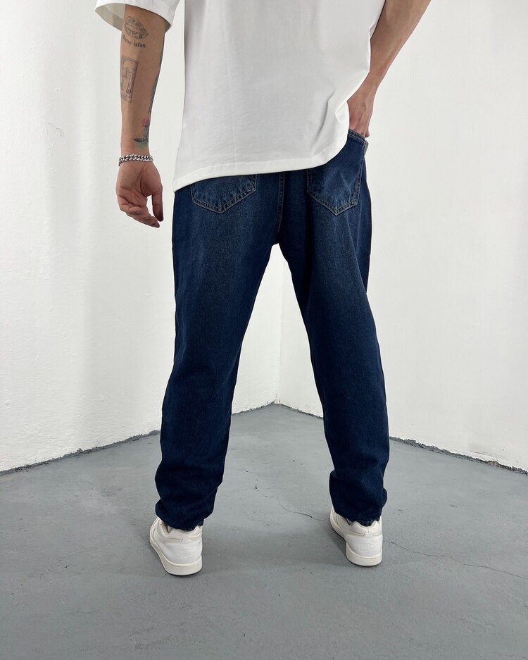 Boyfriend Jean taşlamalı lacivert
