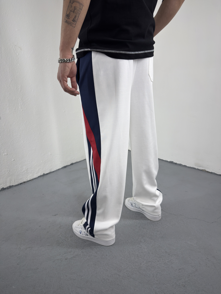 Şerit Detaylı Baggy Eşofman beyaz
