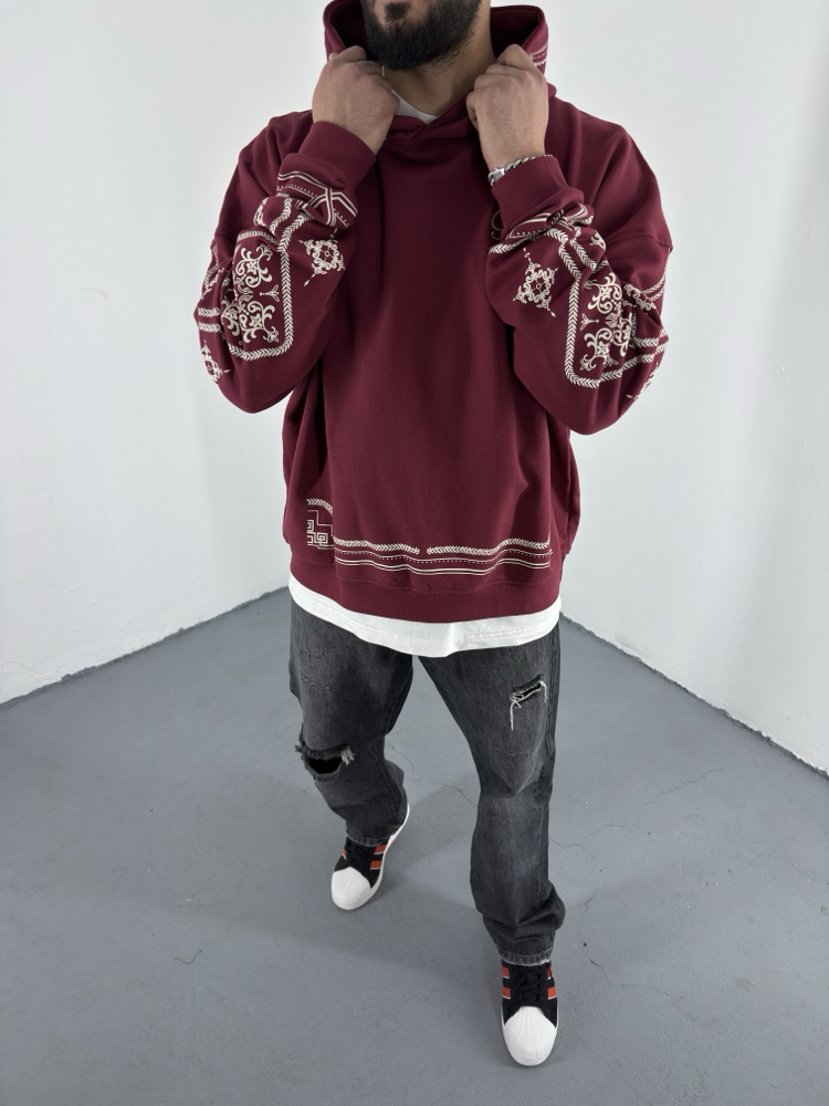 Ethno Red Over Size SweatShirt 