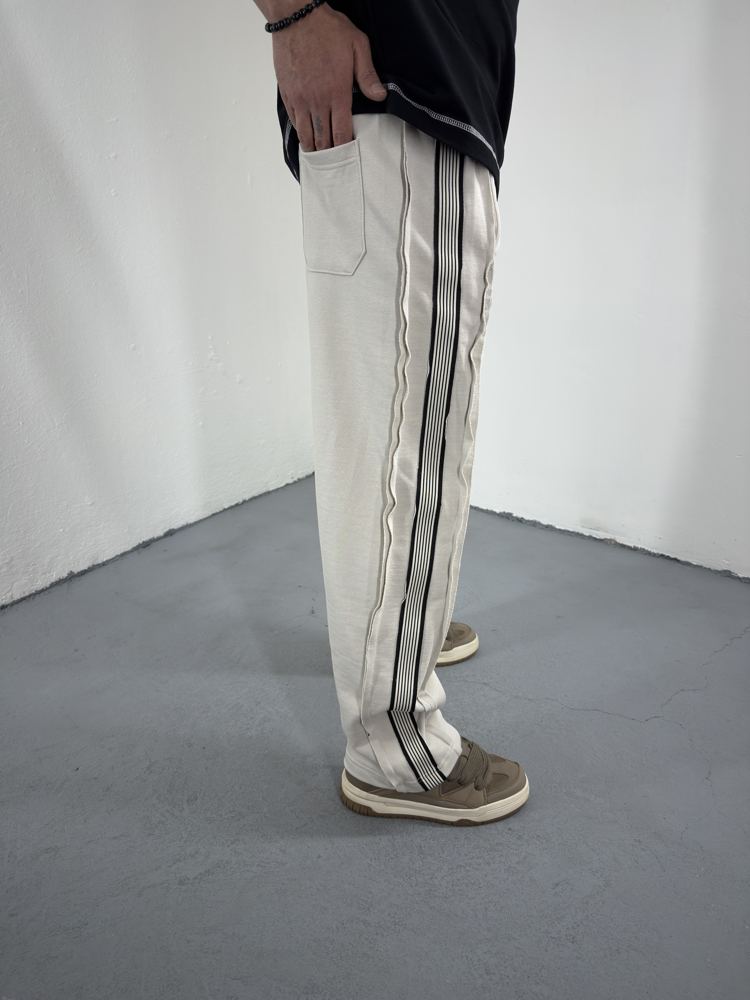 Strip Parallel Baggy Eşofman Krem