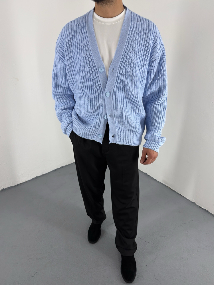 Boxy Fit Hırka Bebe Mavisi
