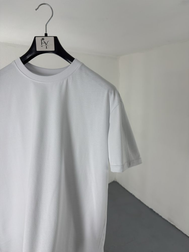 Boxy Fit Basic T-Shirt beyaz