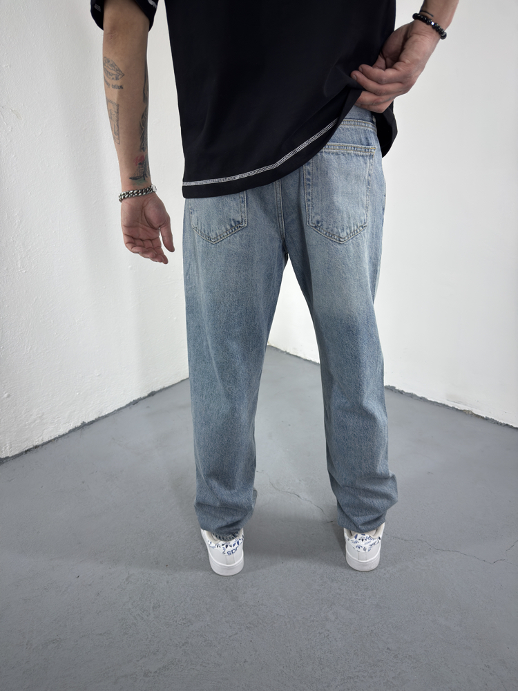 Yıkamalı Mavi Baggy Jean 