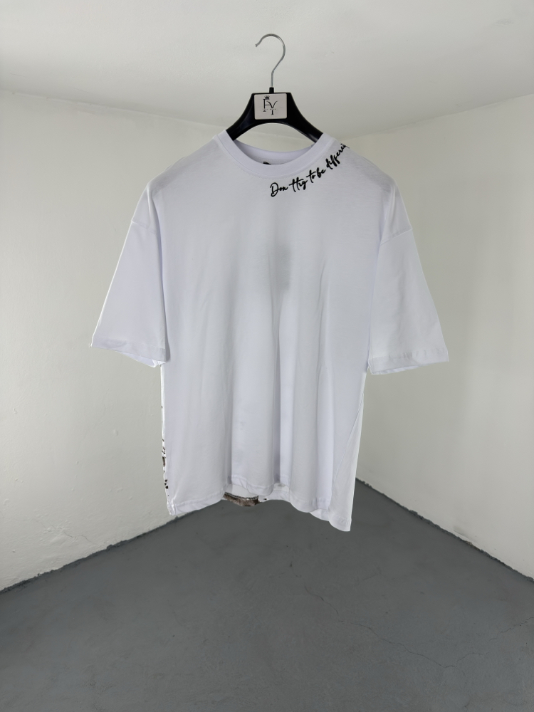 Nakışlı Baskılı Beyaz OverSize Tshirt