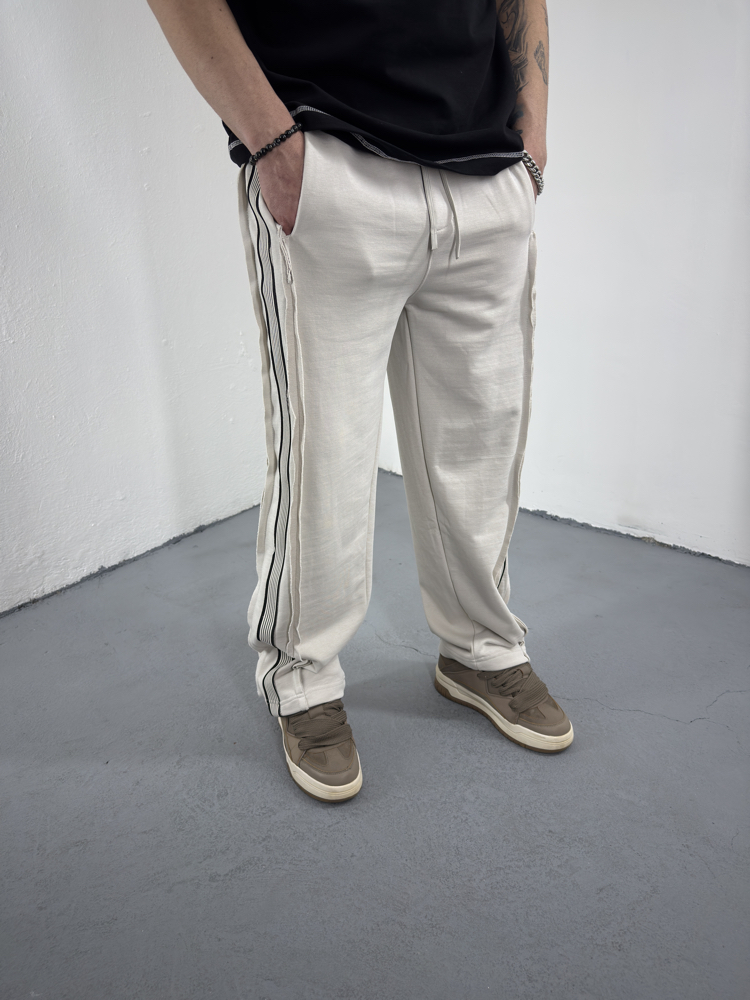 Strip Parallel Baggy Eşofman Krem