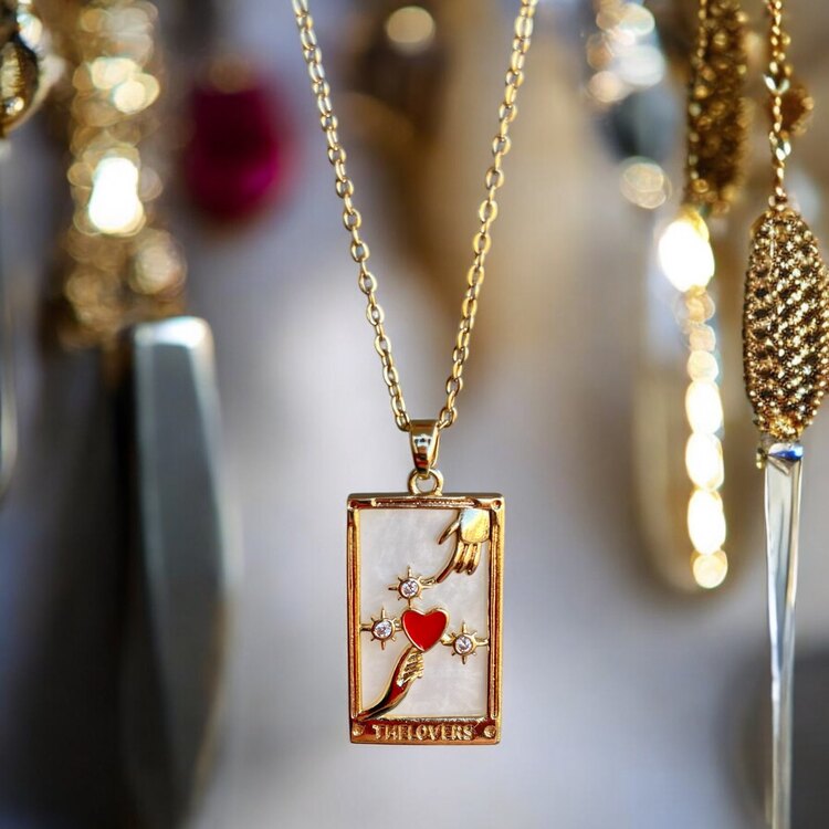 The Lovers Tarot Kartı Kolye 