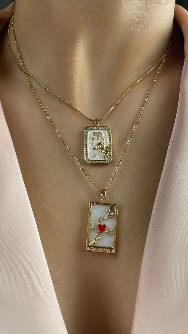 The Lovers Tarot Kartı Kolye 