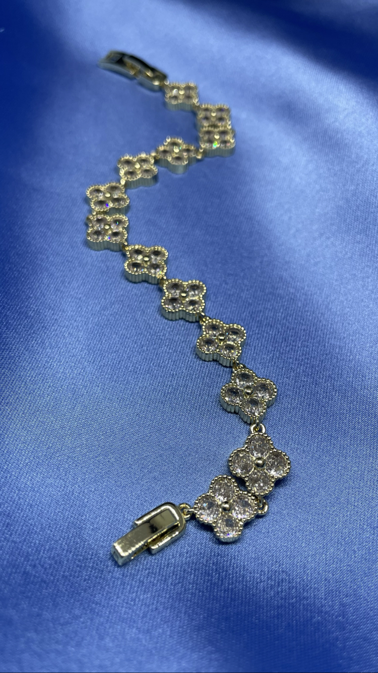 Premium İthal Gold Yonca Bileklik