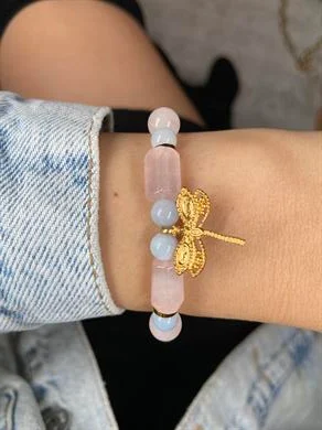 Pembe Kuvars Yusufçuk Bileklik