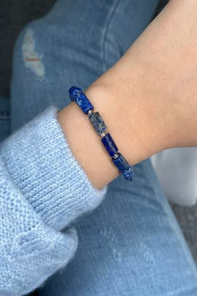 Lapis Lazuli Doğal Taş Kapsül Bileklik