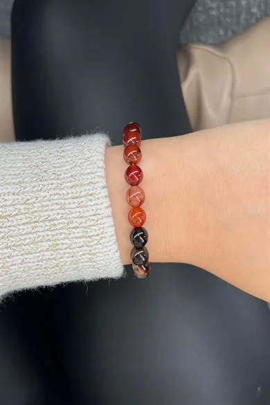 Akik Bileklik Kırmızı Klasik Model