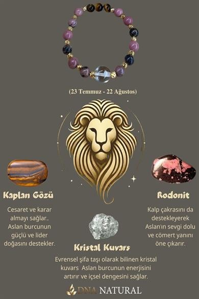 Aslan Burcu Zodyak Doğal Taş Bileklik