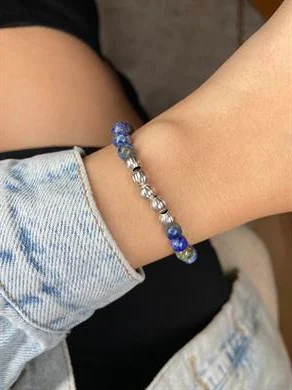 Lapis Lazuli Gümüş Kaplama Bileklik