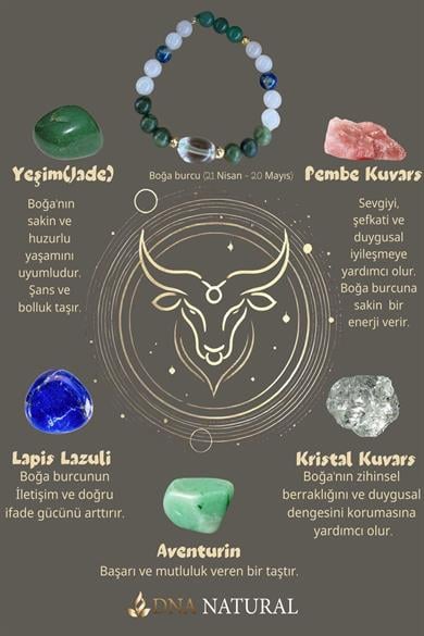 Boğa Burcu Zodyak Doğal Taş Bileklik