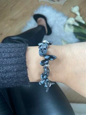 Karlı Obsidyen Doğal Taş Bileklik