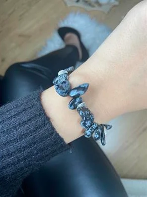 Karlı Obsidyen Doğal Taş Bileklik