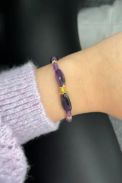 Ametist Bileklik Oval Kesim