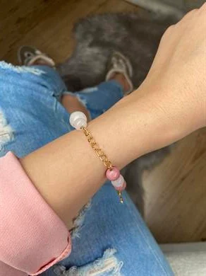 Pembe Kuvars & Rodonit Bileklik