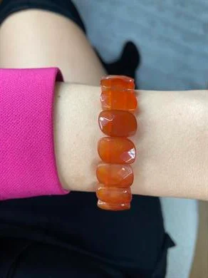 Karnelyan Akik Faset Kesim Bileklik
