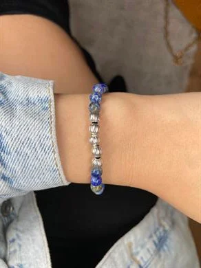Lapis Lazuli Gümüş Kaplama Bileklik