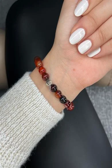 Akik Bileklik Kırmızı Klasik Model