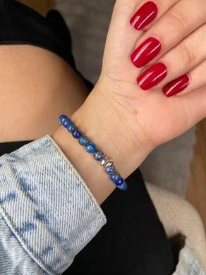 Lapis Lazuli Gümüş Kaplama Bileklik