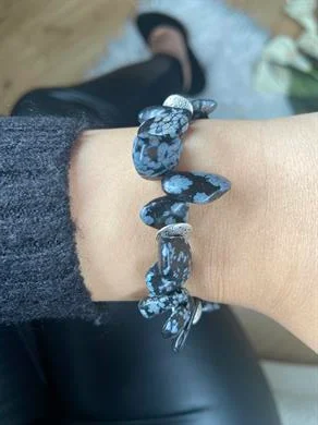 Karlı Obsidyen Doğal Taş Bileklik
