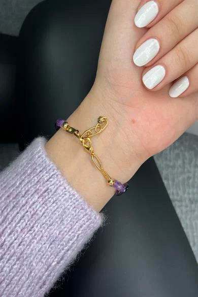 Ametist Bileklik Oval Kesim