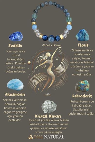 Kova Burcu Zodyak Doğal Taş Bileklik
