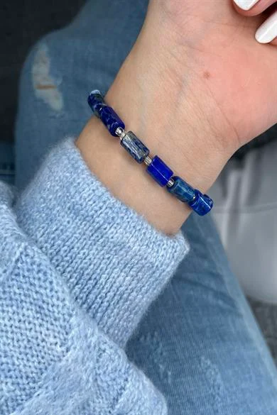 Lapis Lazuli Doğal Taş Kapsül Bileklik