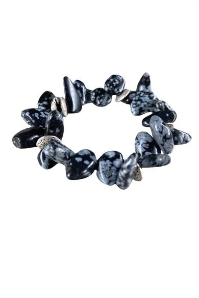 Karlı Obsidyen Doğal Taş Bileklik