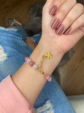 Pembe Kuvars & Rodonit Bileklik